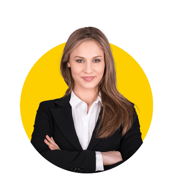 Immigration translations Uk, Portrait of wonderful young business woman on gray background with copy space.