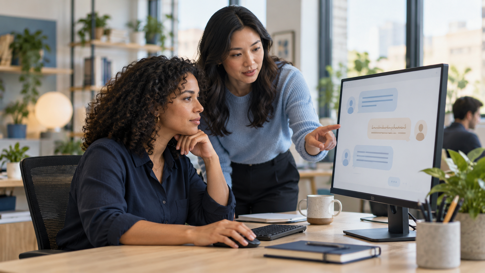 Customer support team reviewing a multilingual conversation