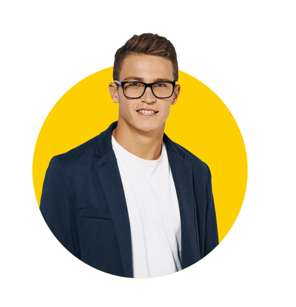 Marketing translations uk, business man looking at the camera, studio                               