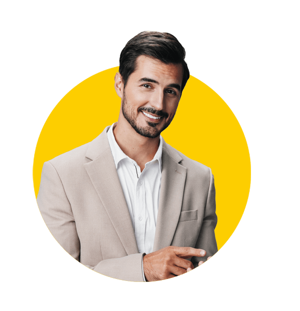 Telecommunications translations uk, business man smile call phone hold happy portrait suit smartphone mobile.