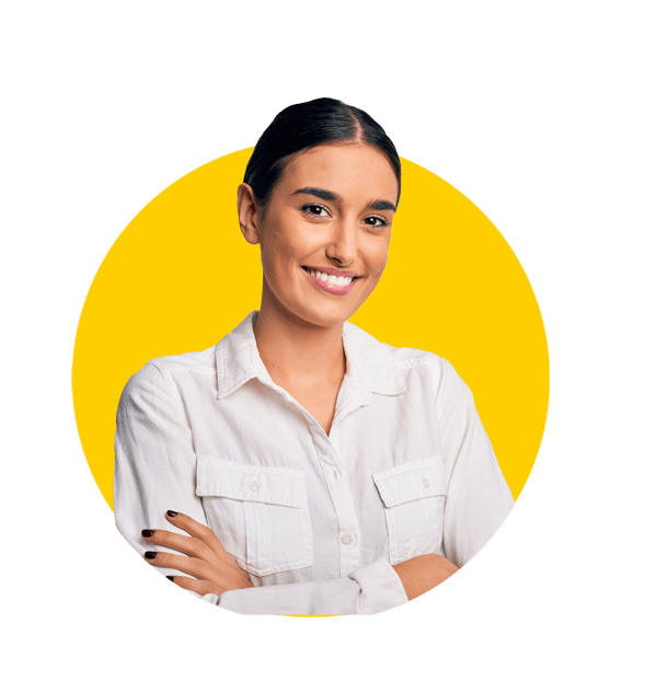 Swiss French translation services by Absolute Translations, young beautiful brunette woman wearing casual shirt.