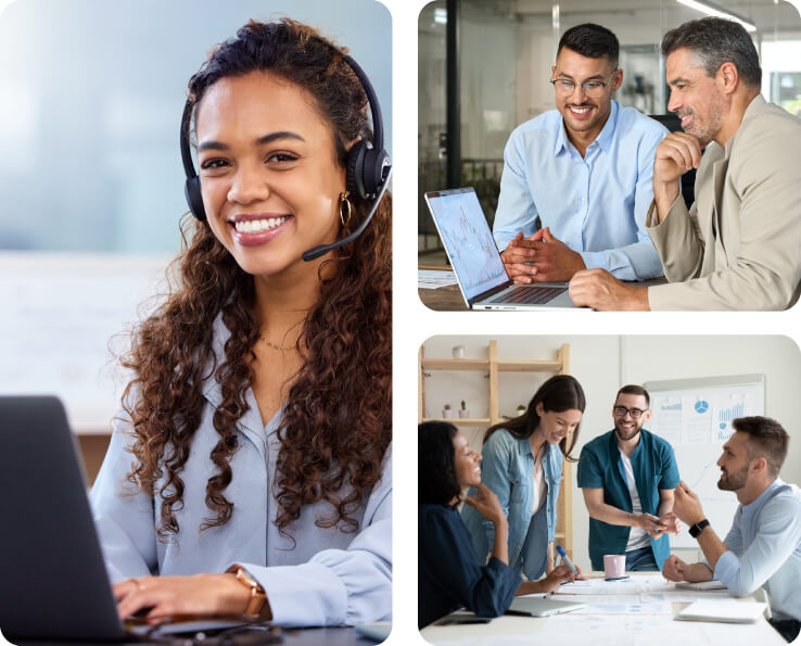 Translator Jobs- London, Collage of diverse translators working with languages, promoting translator job opportunities.