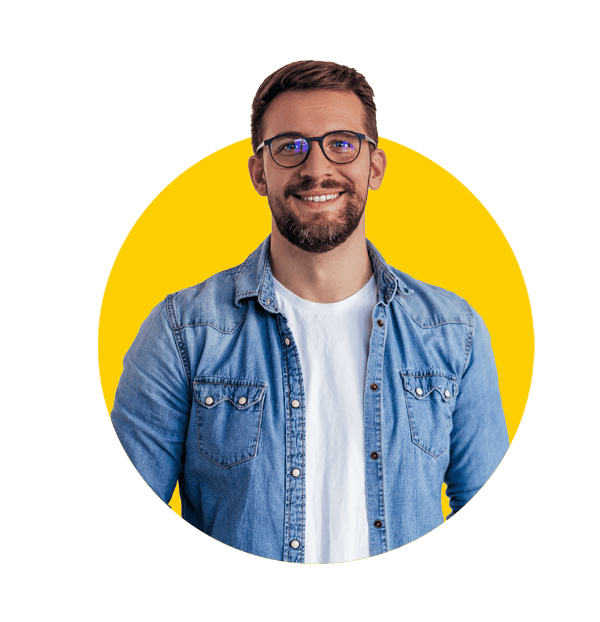 Video interpreting services by Absolute Translations, isolated shot of young handsome man with beard wearing casual clothes, posing in studio on white background.