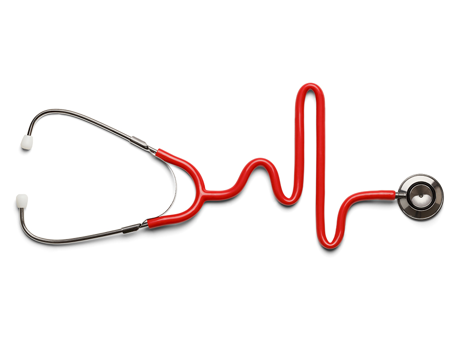 Arabic medical translation company symbolized by a stethoscope arranged in heart ECG