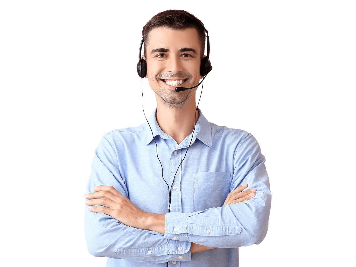 Armenian interpreting services man wearing a headset and smiling