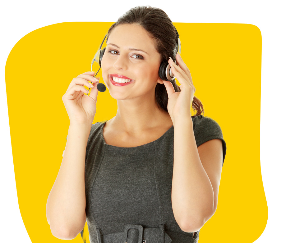 Armenian interpreter smiling wearing a headset and grey dress