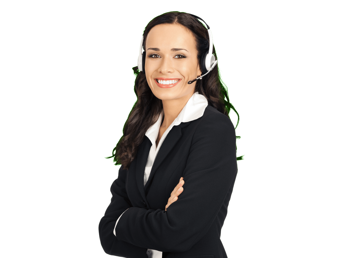 Brazilian portuguese interpreting services smiling woman wearing black jacket and a headset 