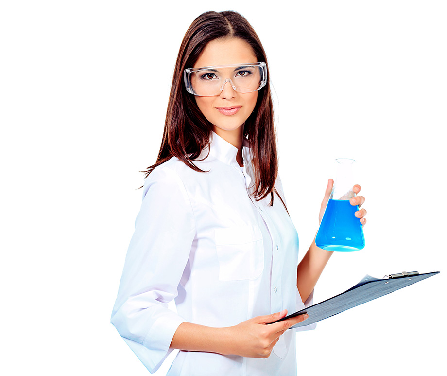 Clinical trials and research translation professional holding flask in the laboratory