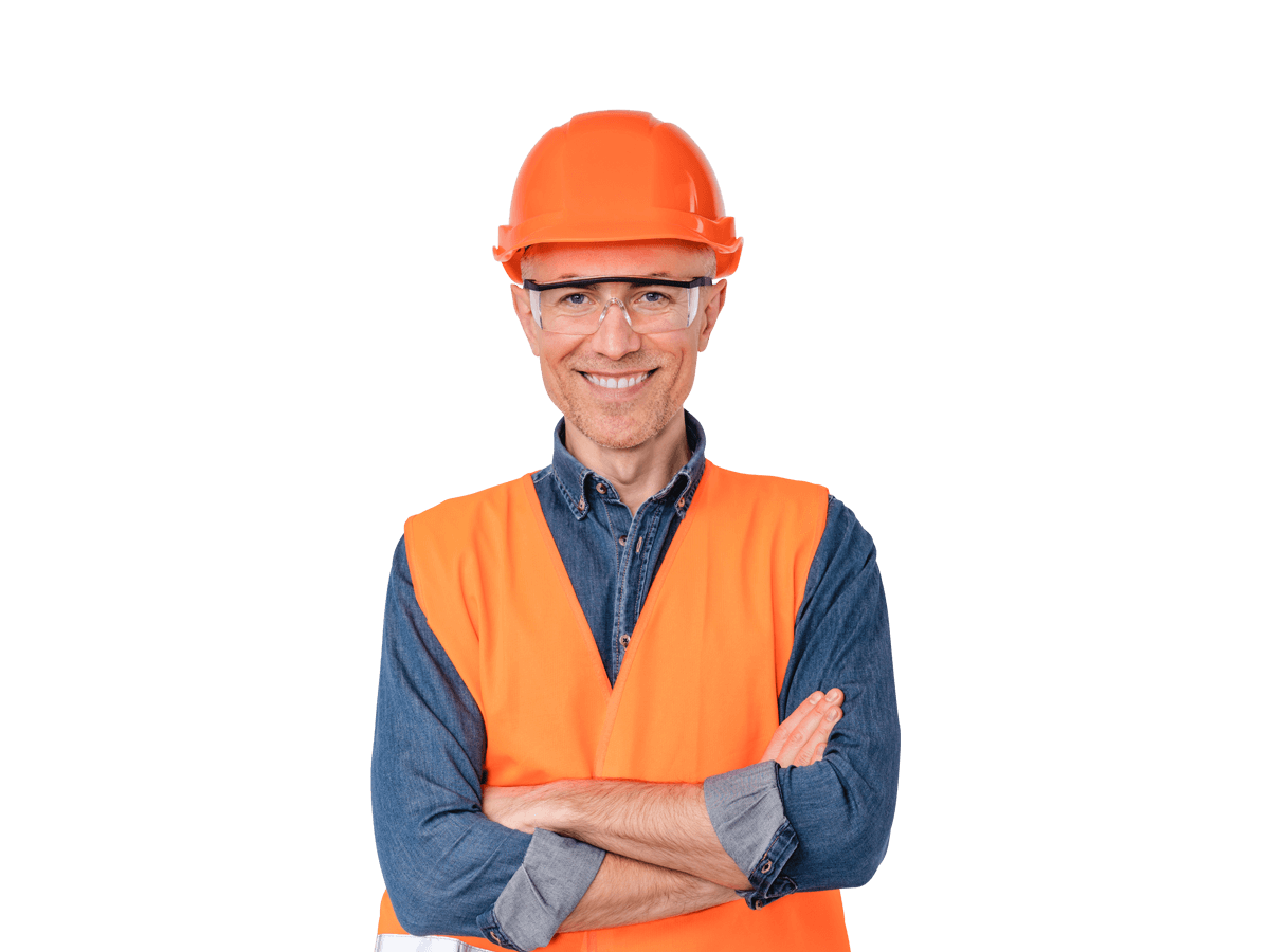 Dutch technical translation services man wearing an orange vest and orange hat