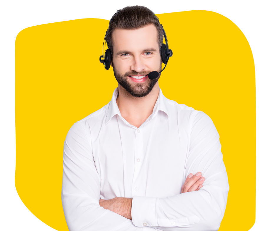 Estonian professional interpreter wearing a headset and white shirt smiling with folded arms