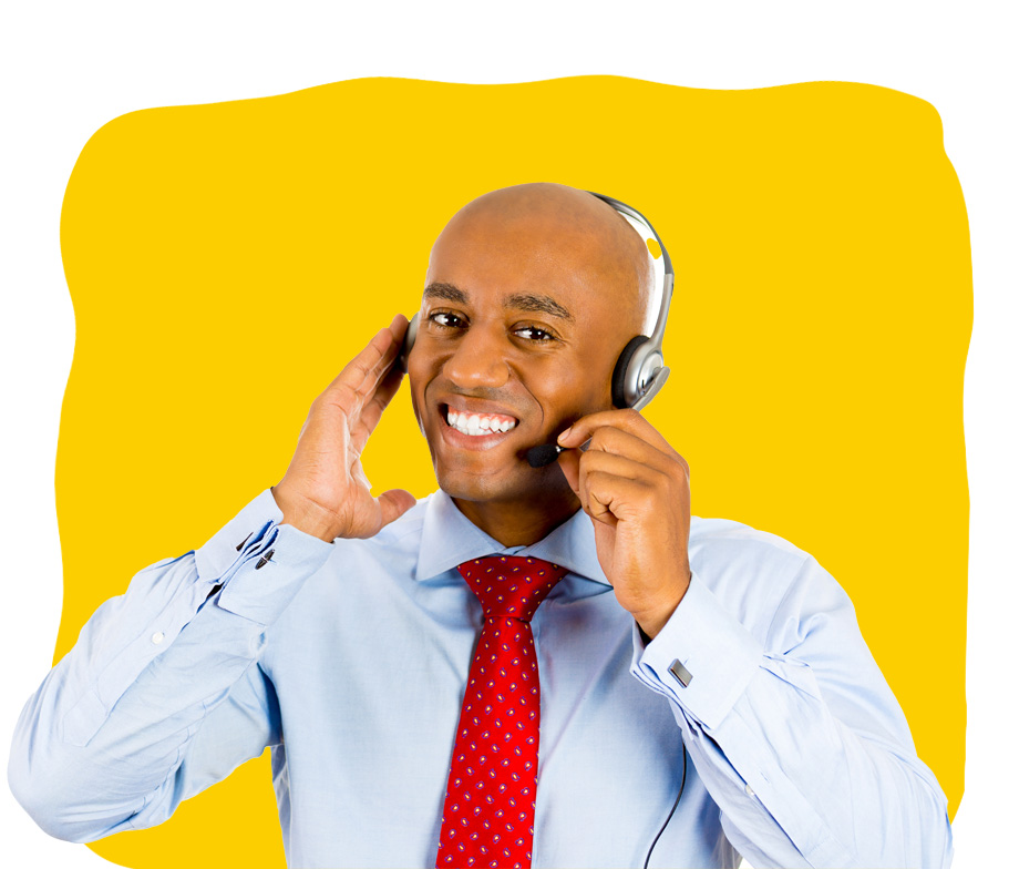 Fijian professional interpreter wearing a headset smiling with a red tie