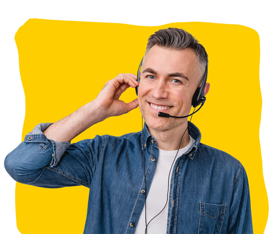 Finnish Interpreter smiling wearing a headset