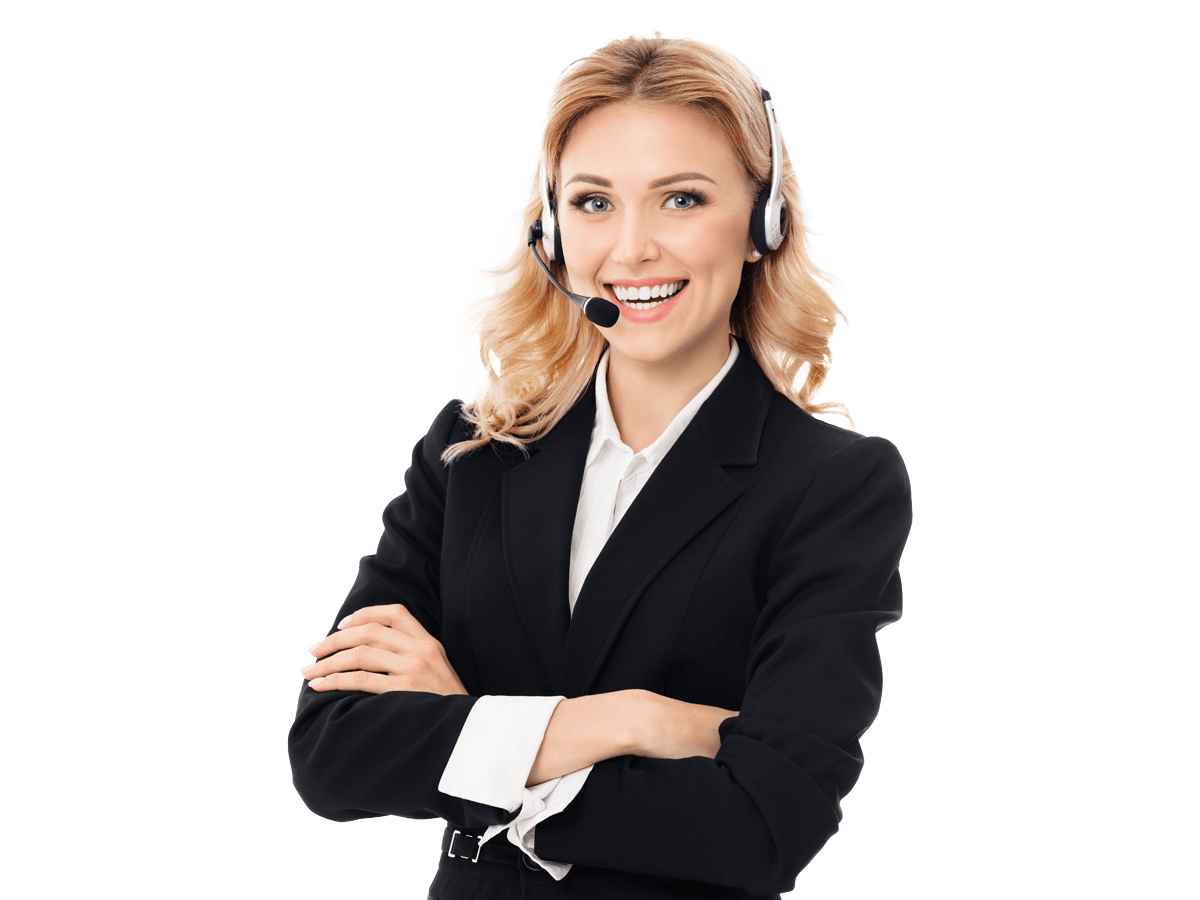 Georgian interpreting services smiling woman crossing her arm wearing a headset