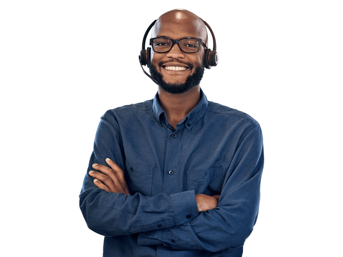 Haitian interpreting services cheerful man wearing a headset