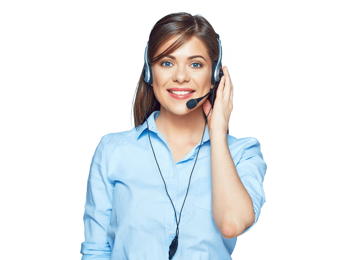 Hebrew interpreting services woman wearing a headset and smiling