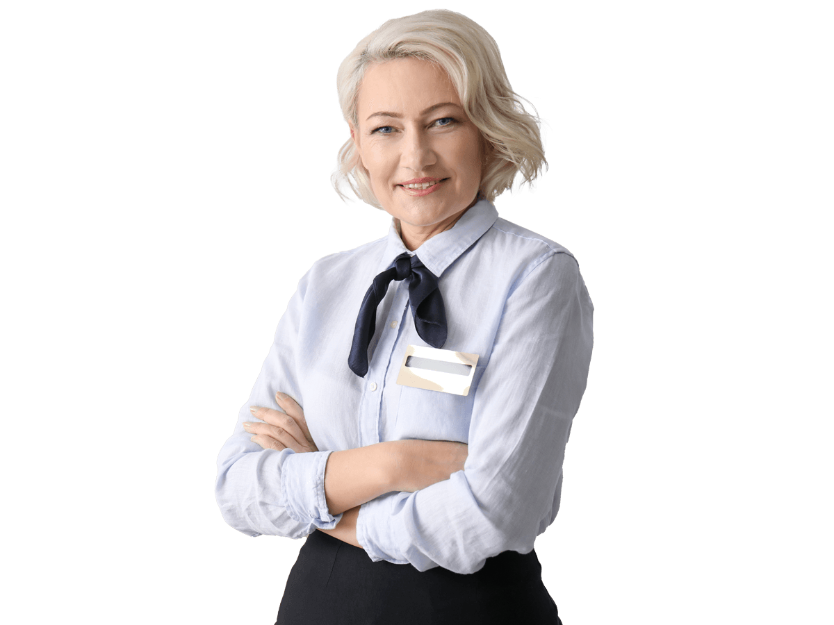 Hotel translation services, Female hotel receptionist at workplace