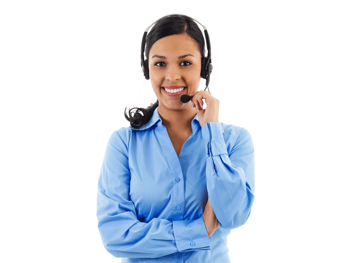 Latin interpreting services woman wearing a headset and smiling