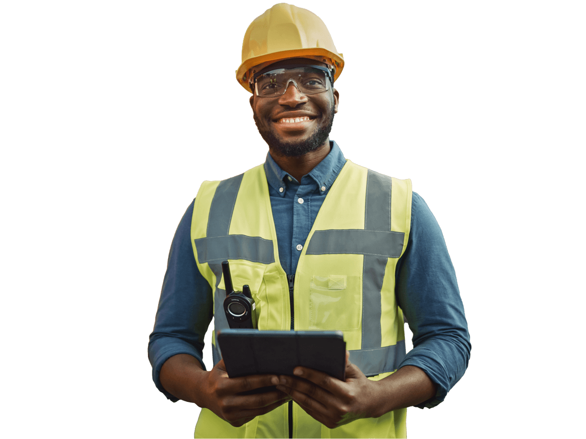 Logistics translation services,  Smiling Portrait of a Handsome African American Black Industrial Engineer