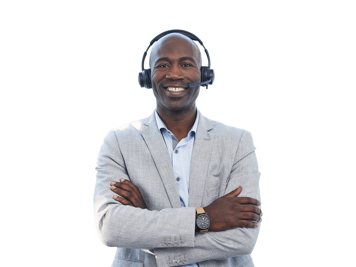 Luganda interpreting services Smiling man with headset