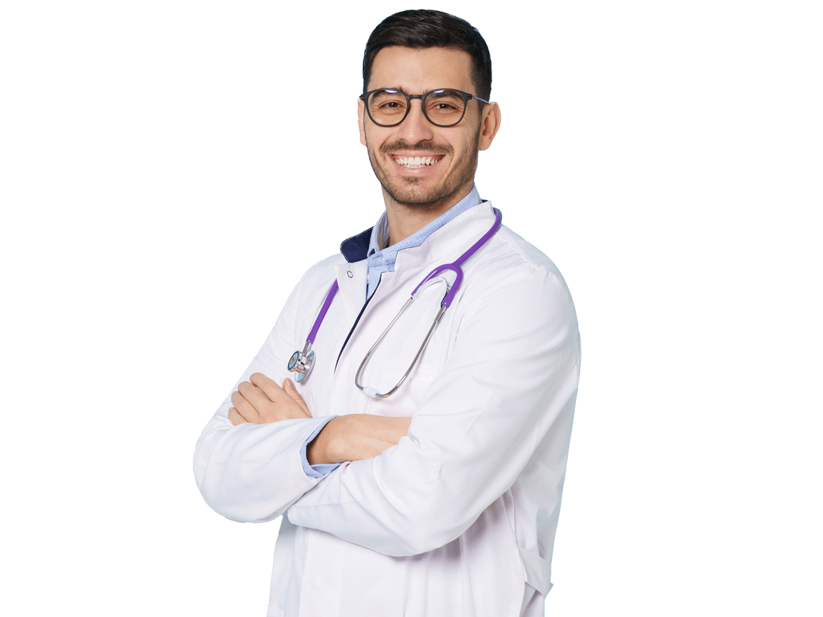 Medical translation services professional confidently smiling crossed arms