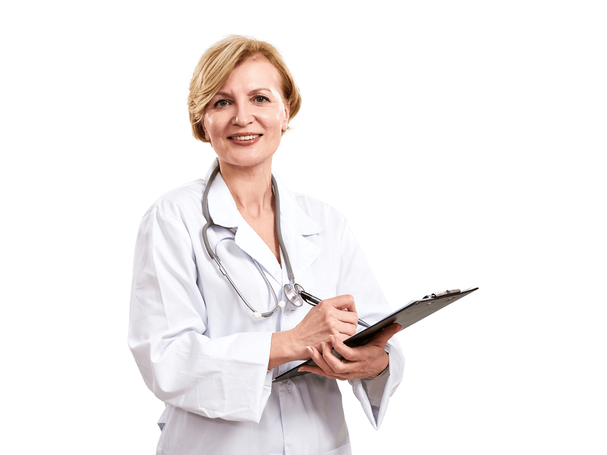 Spanish Medical translation services, Studio portrait of middle aged doctor with happy face expression