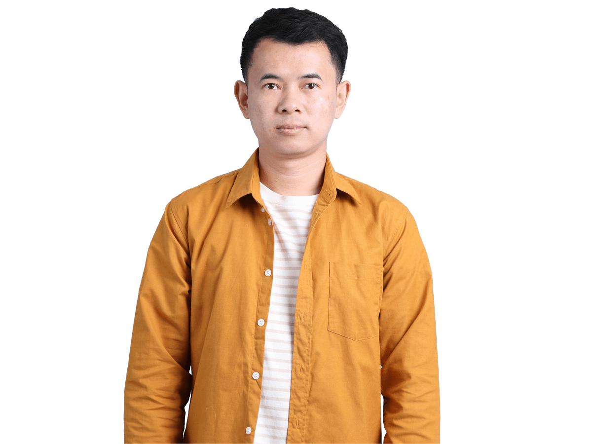Nepalese transcreation services, The Asian LGBTQ man with yellow shirt standing on the blue background.