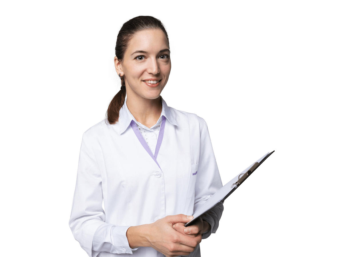 Pharmacovigilance expert translation services Female doctor with clipboard