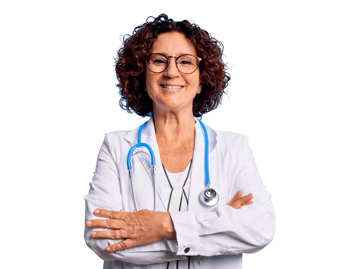 Portuguese medical translations services doctor smiling wearing a white lab coat 