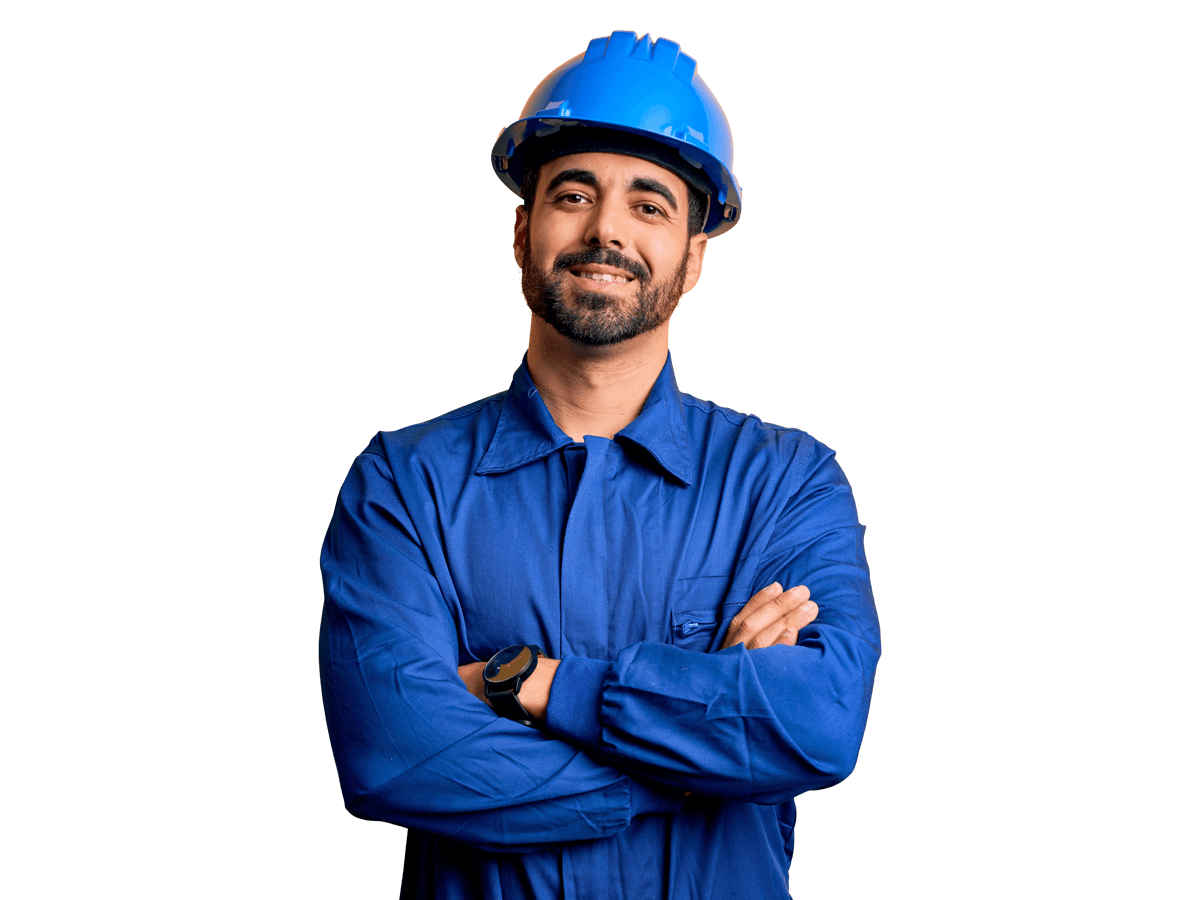 Spanish technical translation services smiling man wearing a blue shirt and hat