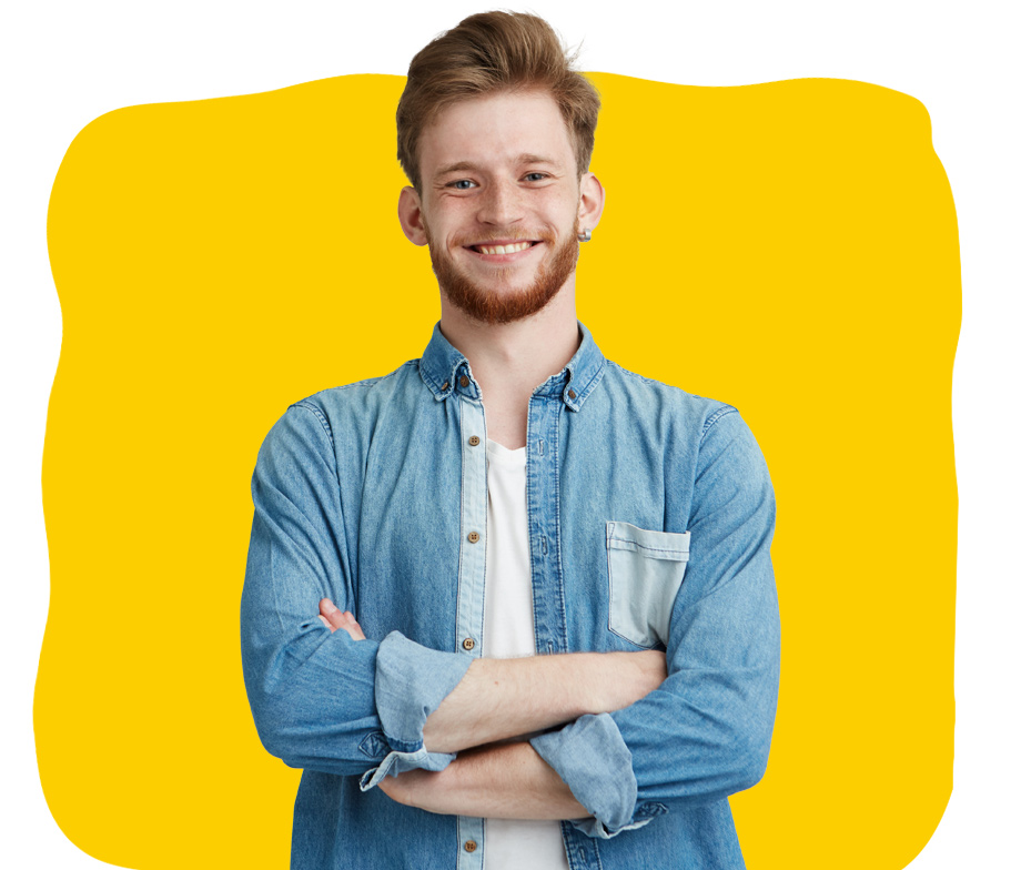 Swiss localisation company professional wearing a denim shirt crossed arms and smiling